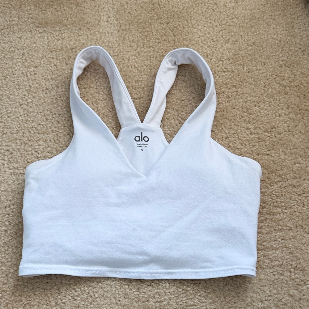 Alo White Airbrush Real Bra Tank